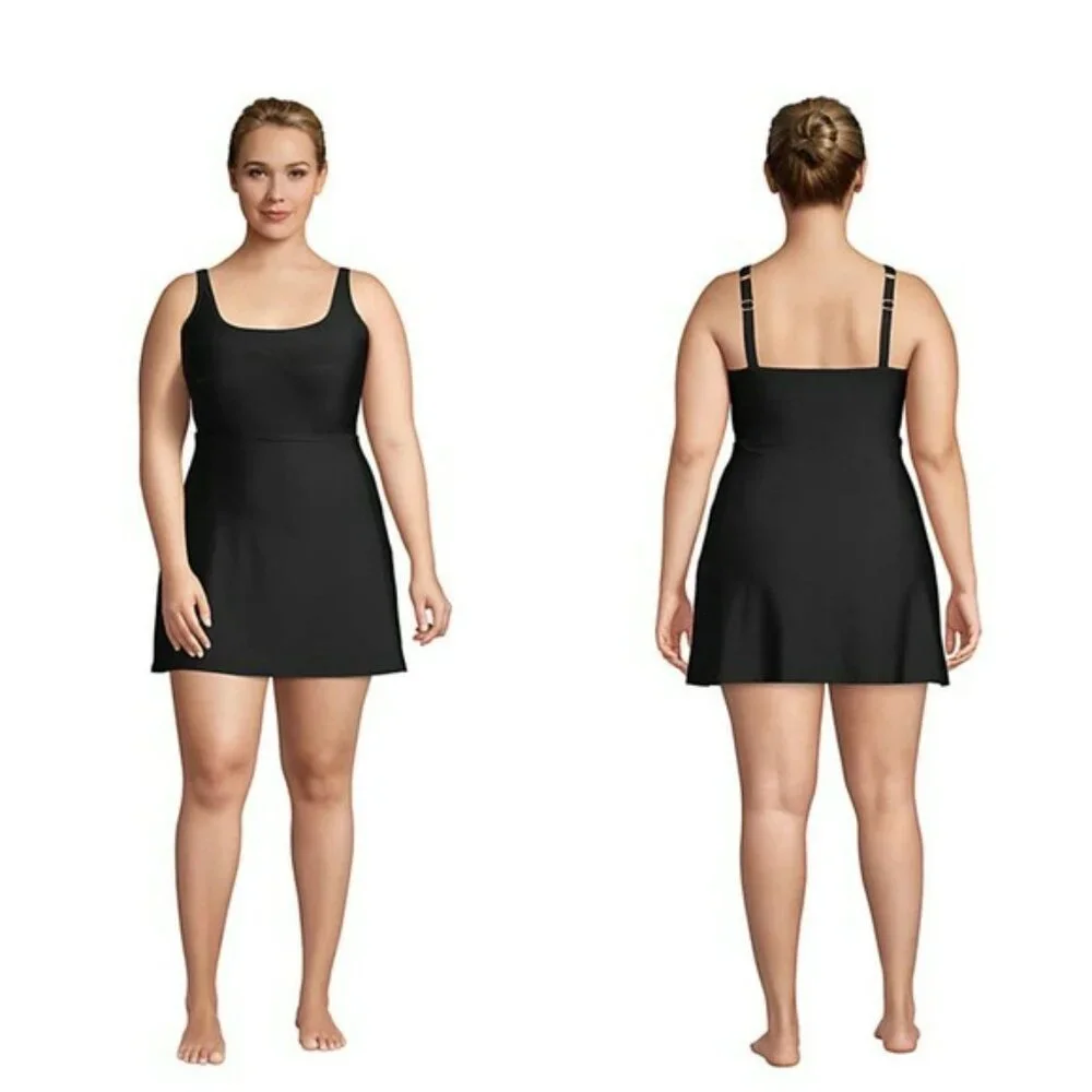 Lands end square neck swim dress dresskini size 6